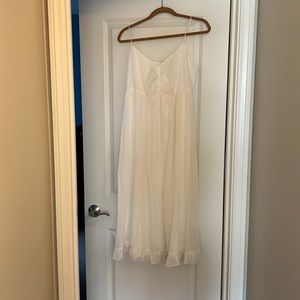 Madewell Silk Ruched Ruffle-Hem Midi Dress